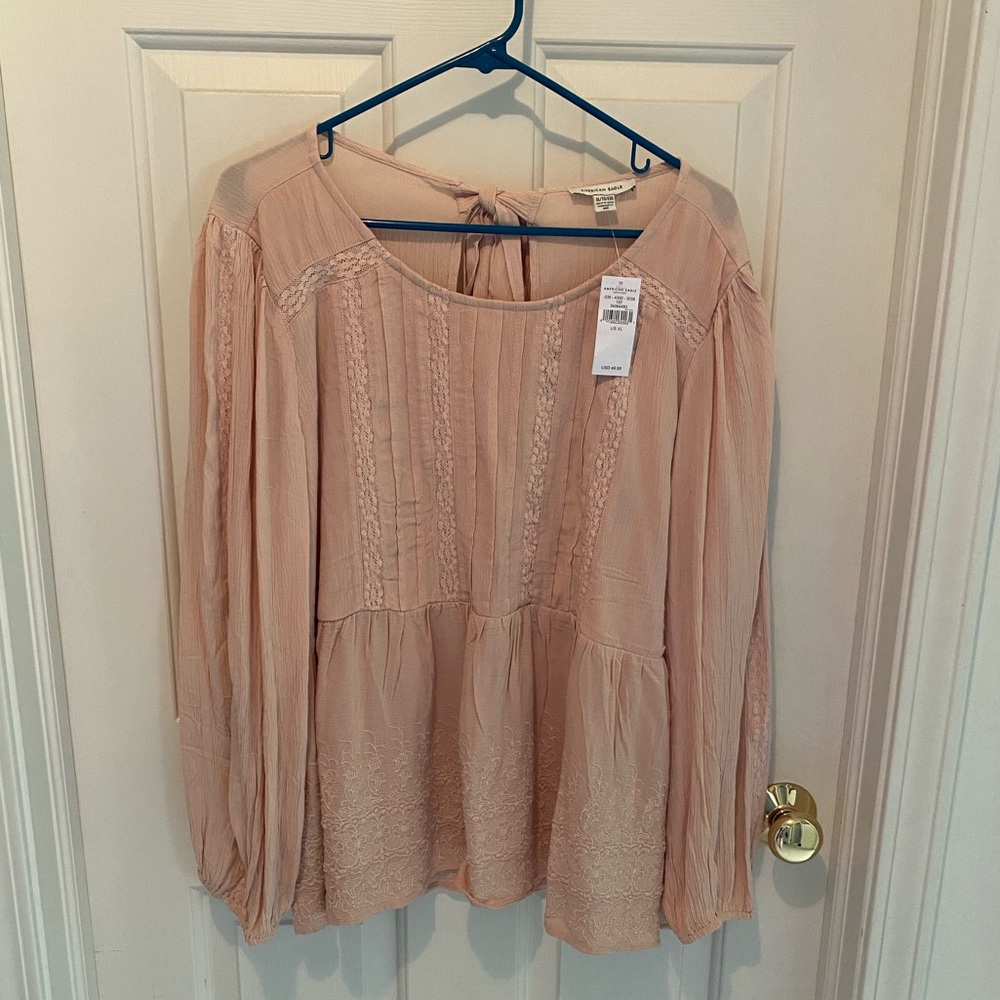 American Eagle pink long sleeve blouse